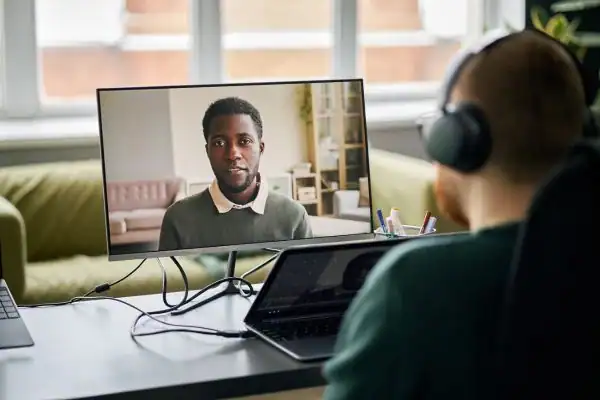 Man attending online mediation Derby MIAMS session